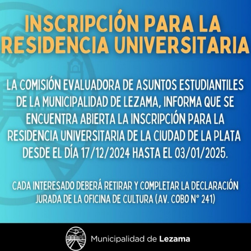 Abrió la inscripción para la Residencia Universitaria de Lezama en La Plata