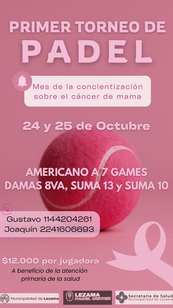 Primer torneo de pádel por la Concientización sobre el Cáncer de Mama