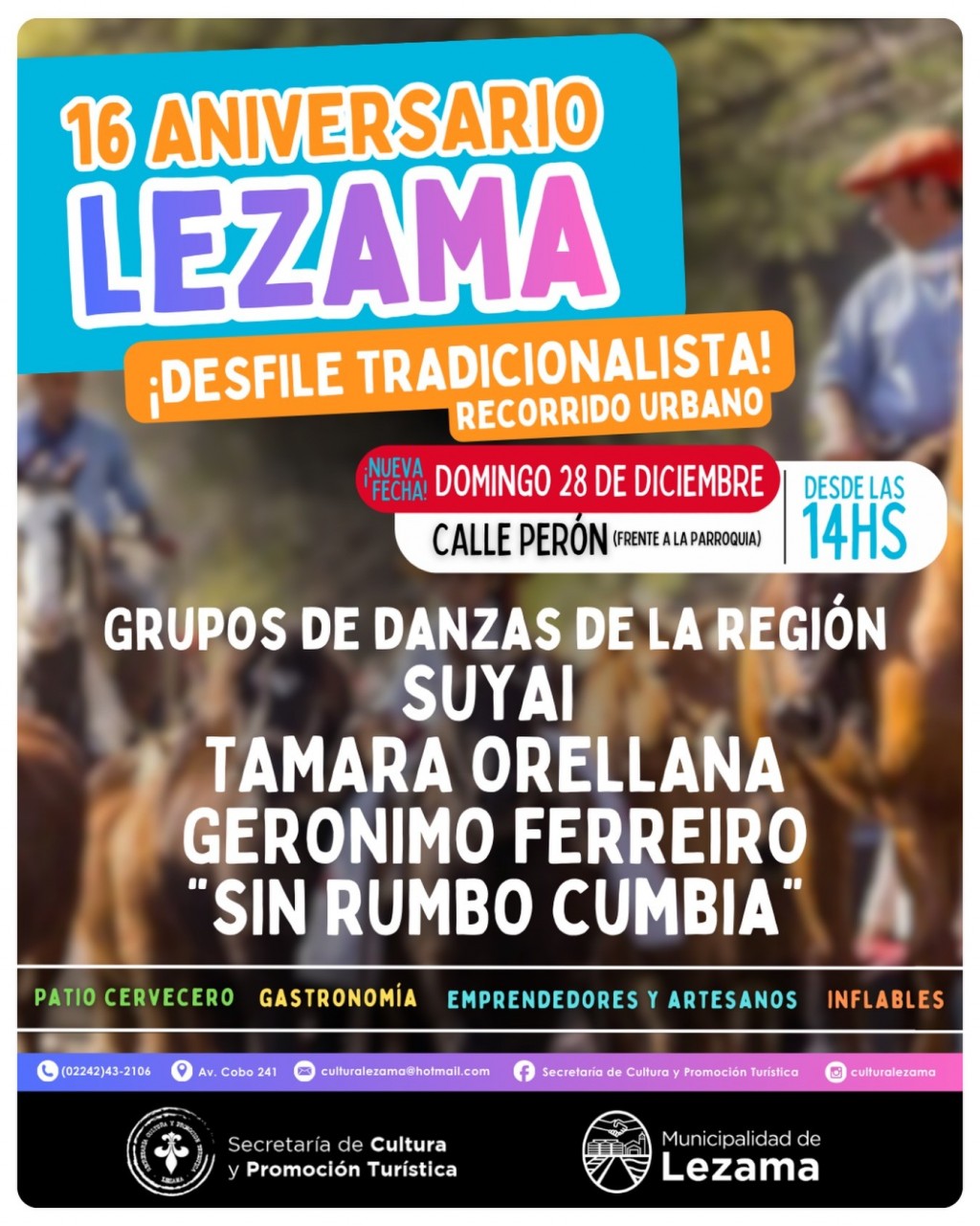Se realizará el domingo 28 el desfile tradicionalista por el 16° Aniversario de nuestro Municipio
