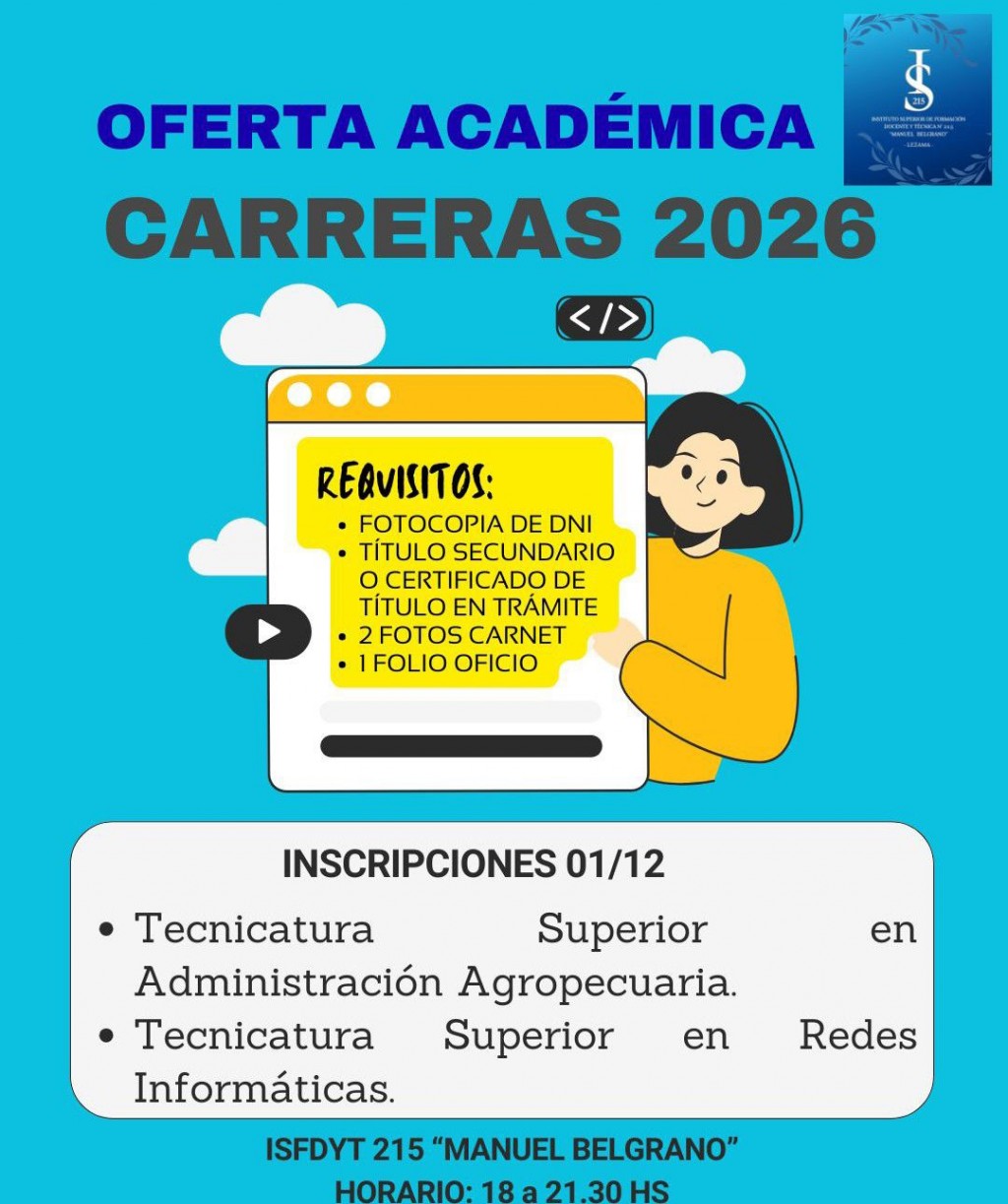 Instituto Superior 215 abre la inscripción para dos carreras