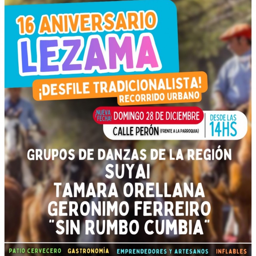 Se realizará el domingo 28 el desfile tradicionalista por el 16° Aniversario de nuestro Municipio