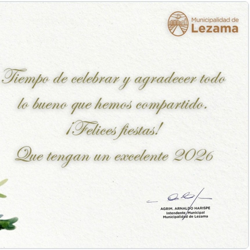El intendente Harispe desea Felices Fiestas a la comunidad